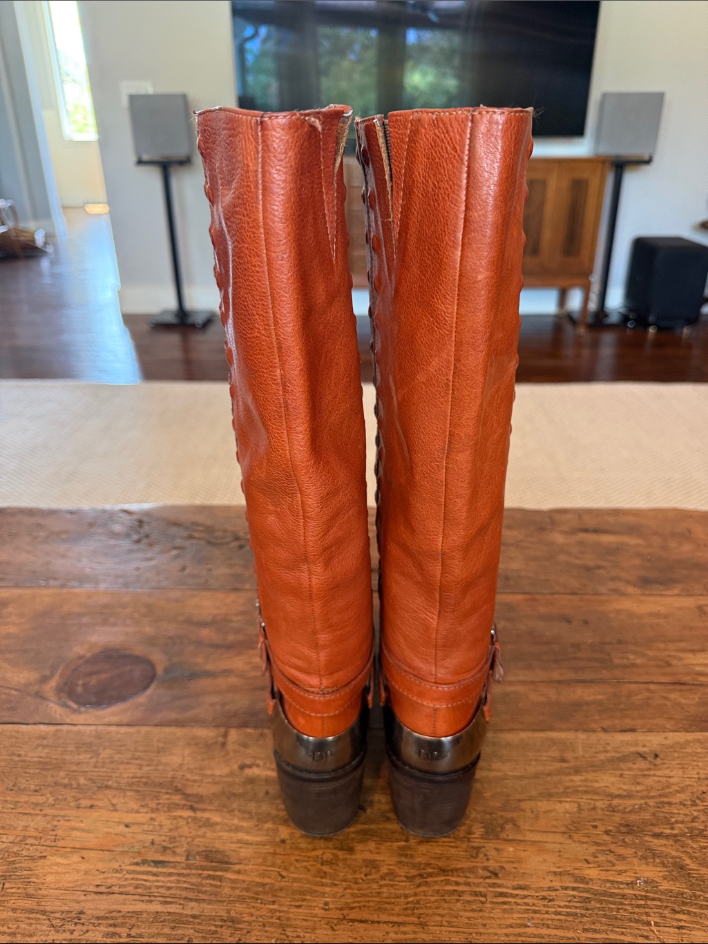 Donald Pliner Pumpkin Brown Studded Leather Vintage Bara Boots Size 8 — image 4 of 7